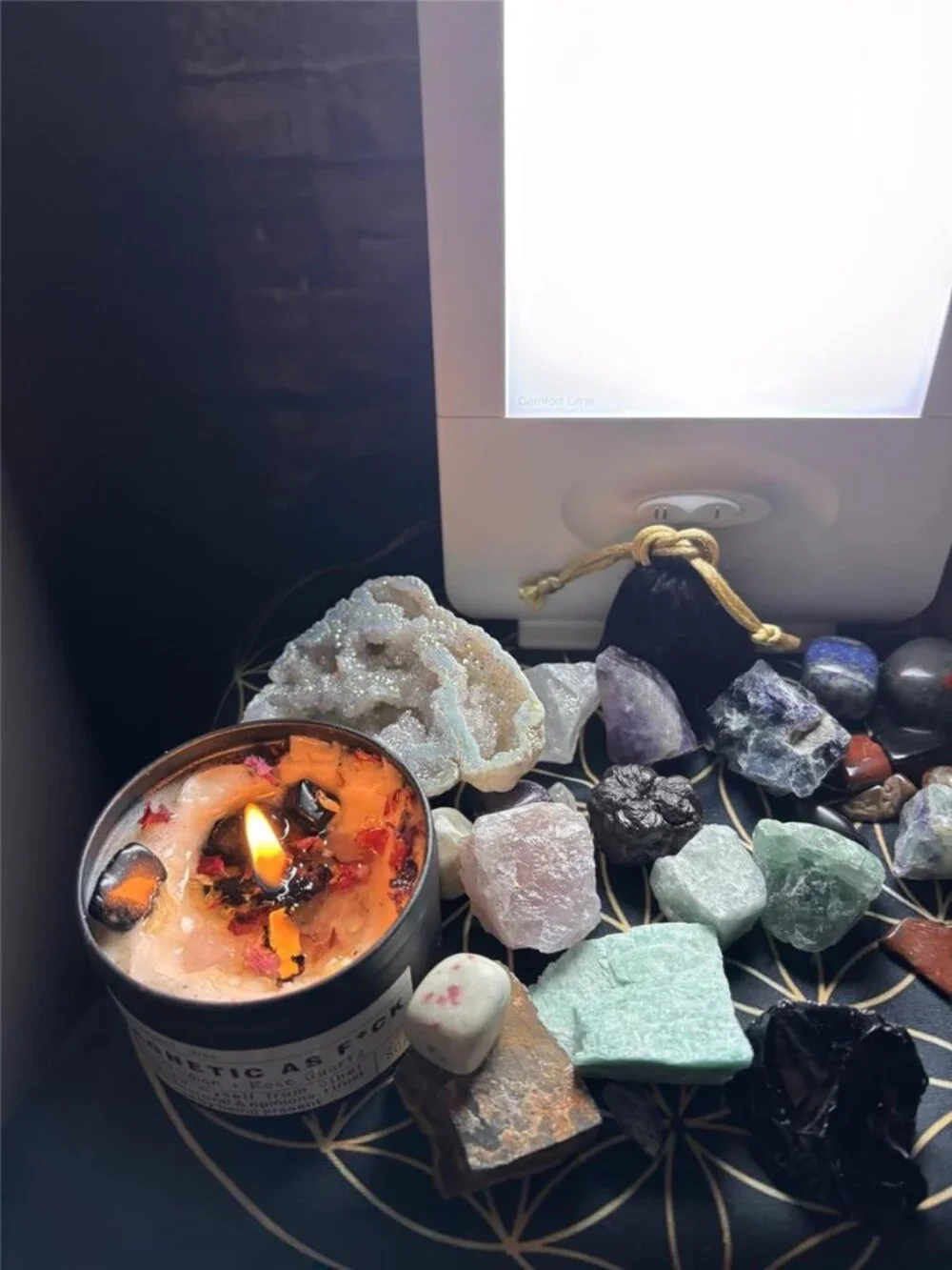 Crystal Candle, Healing Energy Protection Gift, Mindful Intentions